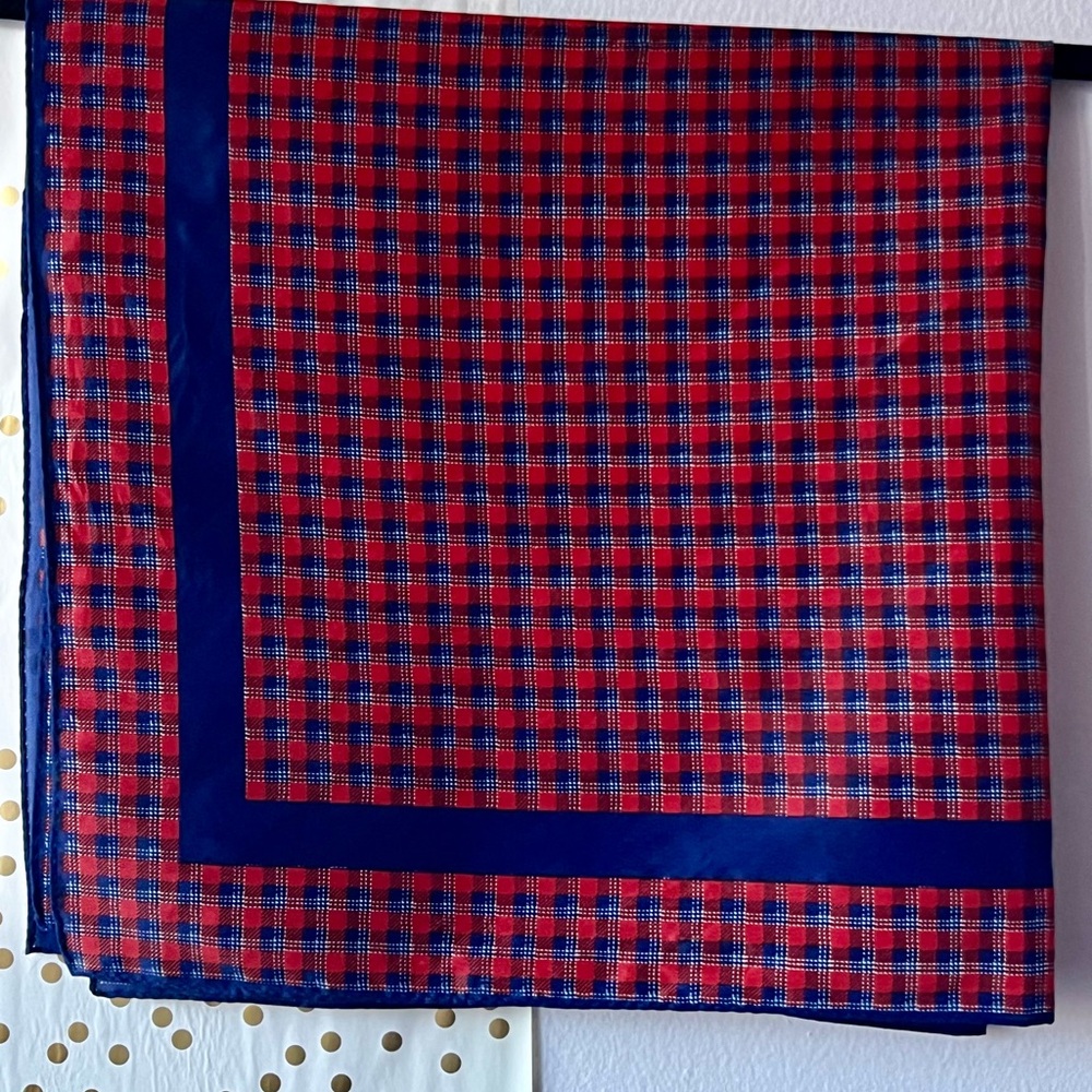 Robinson Golluber Large Red and Blue Plaid Scarf - Picture 4 of 8